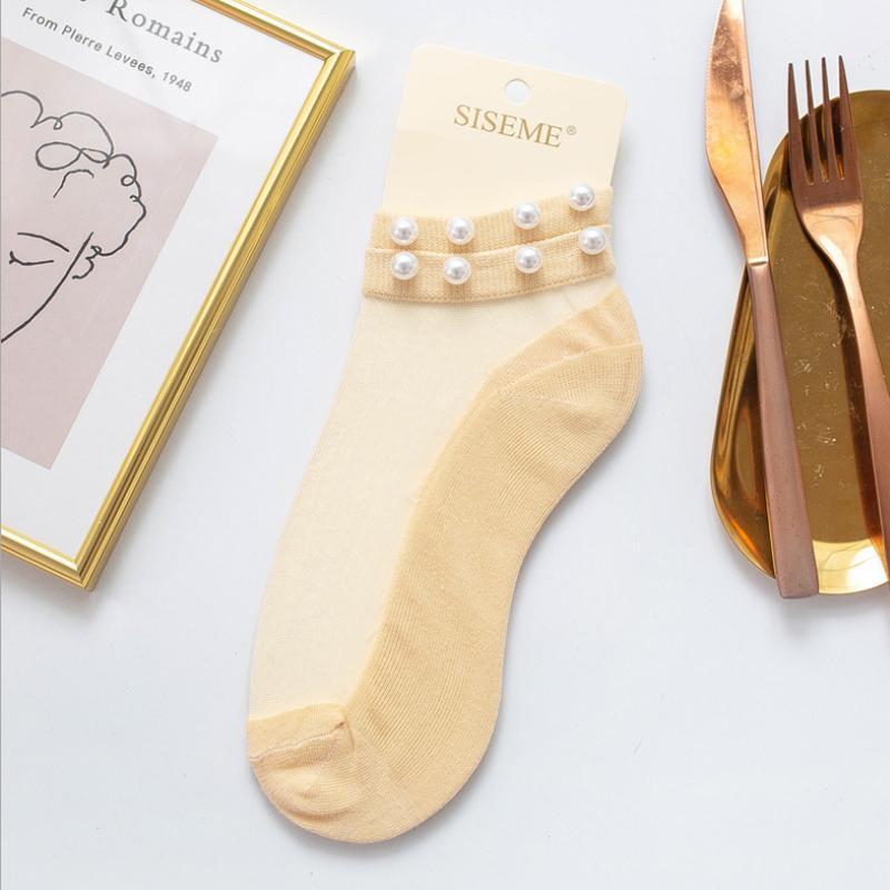 Damen Pearl Fishnet Knöchelhohe Socken