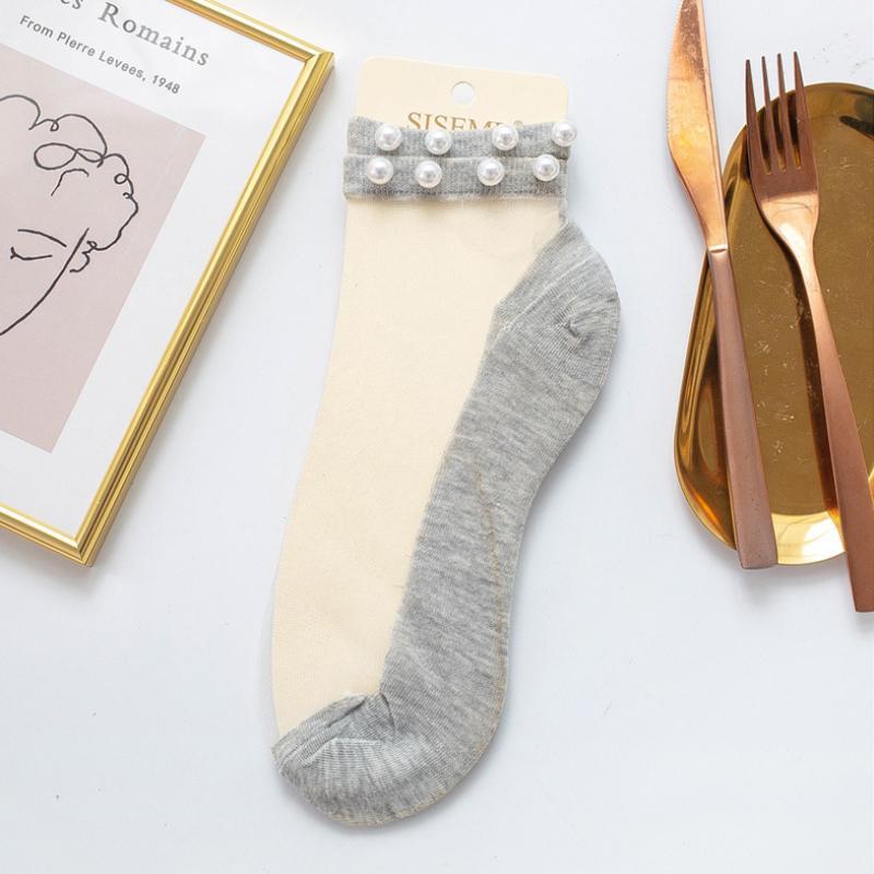 Damen Pearl Fishnet Knöchelhohe Socken