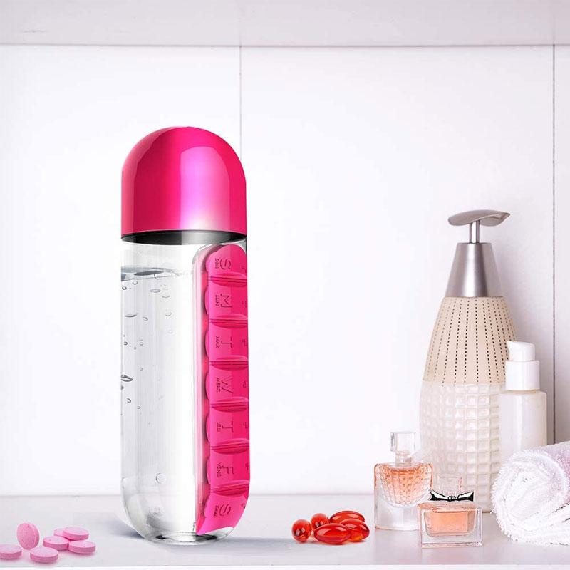 Trinkflasche mit Tablettenhalter - Tablettenfläschchen 3 IN 1 (EXKLUSIV!)