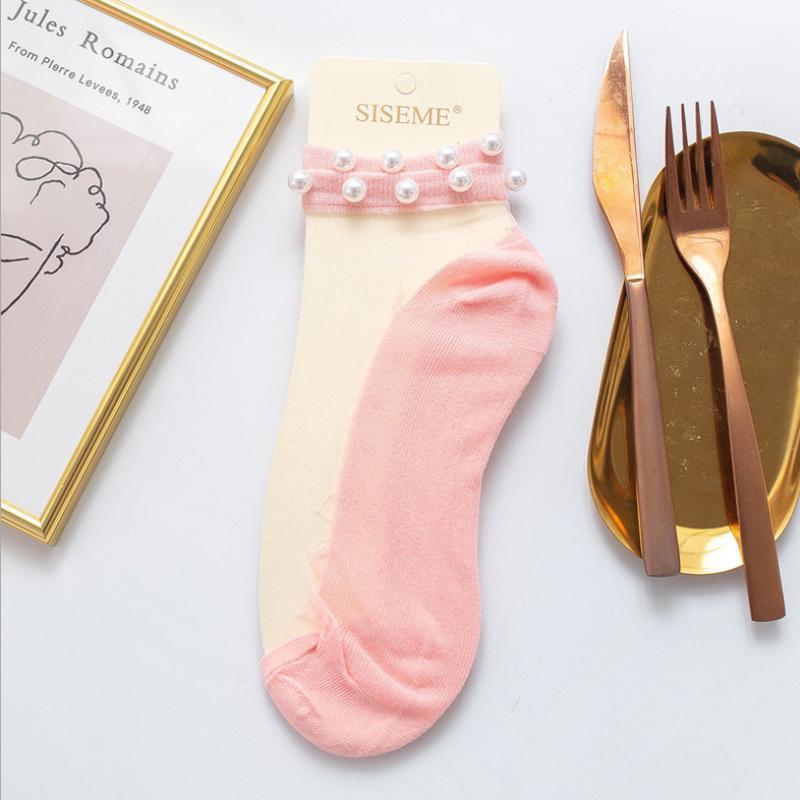 Damen Pearl Fishnet Knöchelhohe Socken