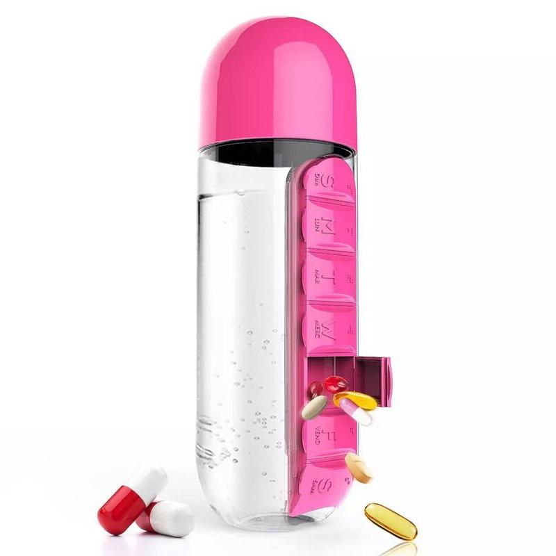 Trinkflasche mit Tablettenhalter - Tablettenfläschchen 3 IN 1 (EXKLUSIV!)