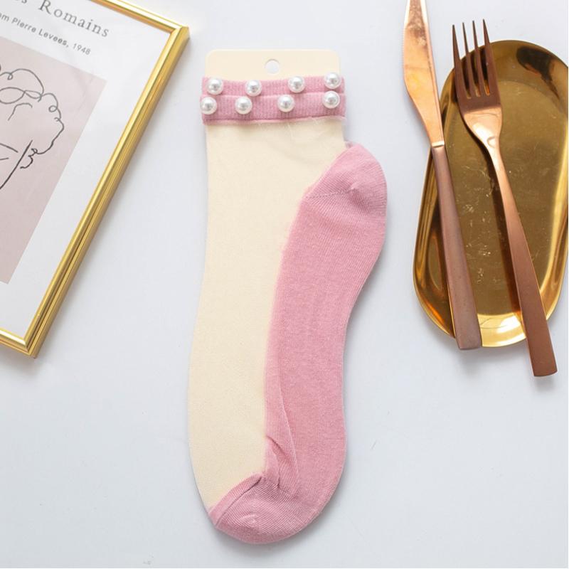 Damen Pearl Fishnet Knöchelhohe Socken