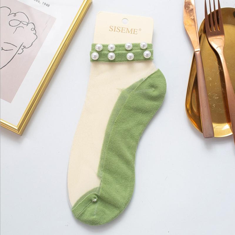 Damen Pearl Fishnet Knöchelhohe Socken