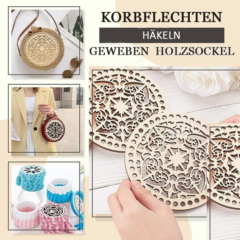 Häkelkorb geweben holzsockel