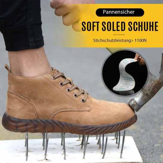 Pannensichere und antisquashige Schuhe mit weicher Sohle und Kuhsehne