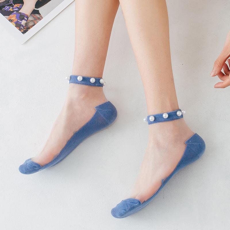 Damen Pearl Fishnet Knöchelhohe Socken