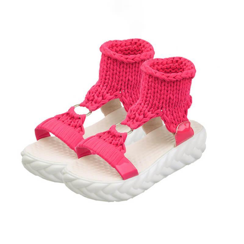 Gewebter Stoff Plateau Dicke Sohle Sandalen