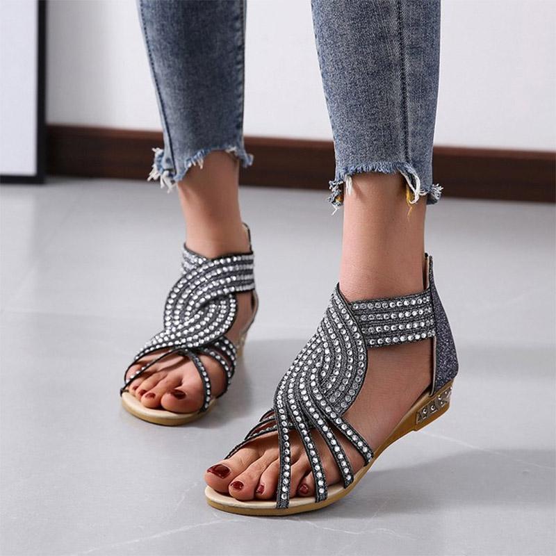 Frau Sommer Strass Sandalen