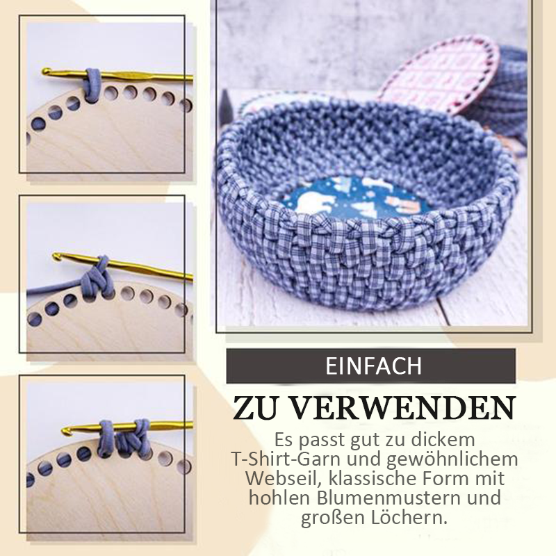 Häkelkorb geweben holzsockel