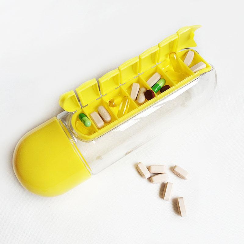 Trinkflasche mit Tablettenhalter - Tablettenfläschchen 3 IN 1 (EXKLUSIV!)