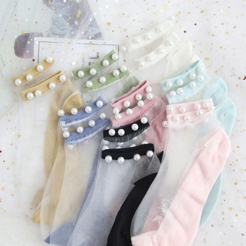 Damen Pearl Fishnet Knöchelhohe Socken