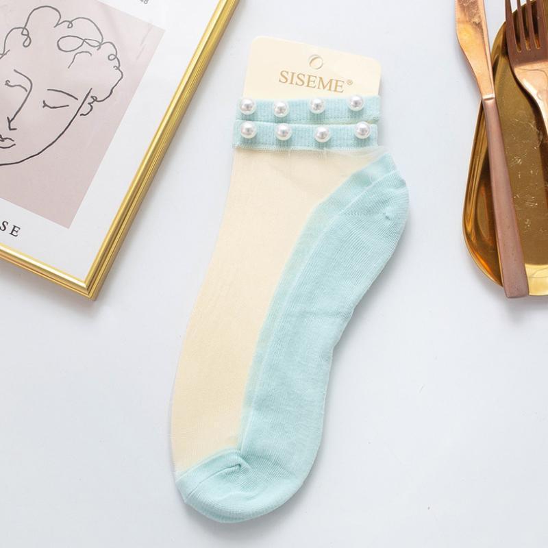 Damen Pearl Fishnet Knöchelhohe Socken